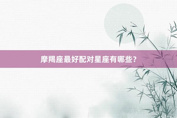 摩羯座最好配对星座有哪些？