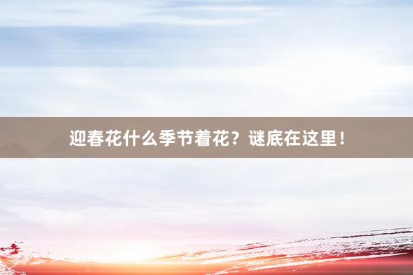 迎春花什么季节着花？谜底在这里！